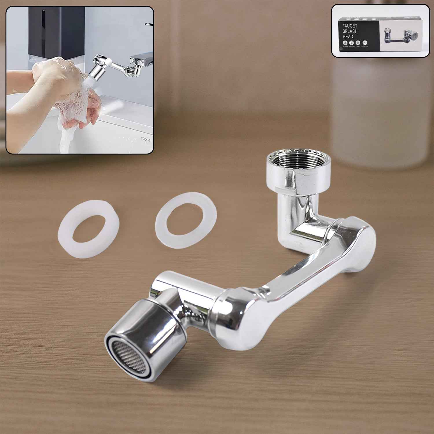 Universal Faucet Extension – Splash-Proof, 360° Rotatable Nozzle