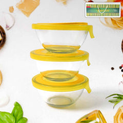 Glass Bowl Set with Lids – Multipurpose Microwave Safe (3 pcs)