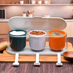 Spice Box – 3-Grid Masala Storage with Spoons | Tidy Table