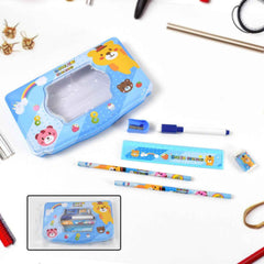 Kids Metal Compass Box Set – Durable 6 Pc Stationery | Deskrova