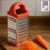 7-in-1 stainless steel box grater with multiple grating surfaces and ergonomic handle