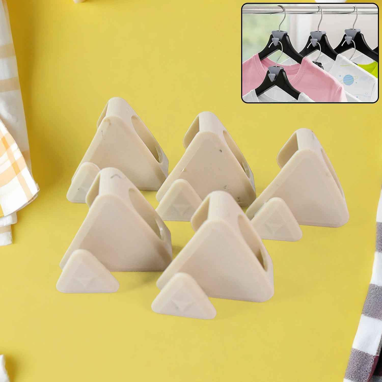 Plastic Triangle Hanger Connector Hooks – Space-Saving Wardrobe Organizer 5 Pcs