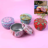 Mandala Printed Metal Candle Container – Reusable 4 Piece Set