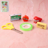 6 in 1 mini stationery kit featuring stapler and scissors in compact design