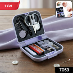Lifestyle image showing travel-friendly compact sewing kit in use