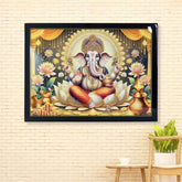 Lord Ganesha Wall Painting – 60x45 cm Wooden Frame Decor