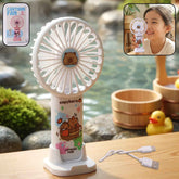 Rechargeable Handheld Fan – Cute Cartoon Capybara with USB Stand