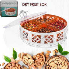 Silver Dry Fruit Box – 4-Section Round Multipurpose Gift | Tidy Table