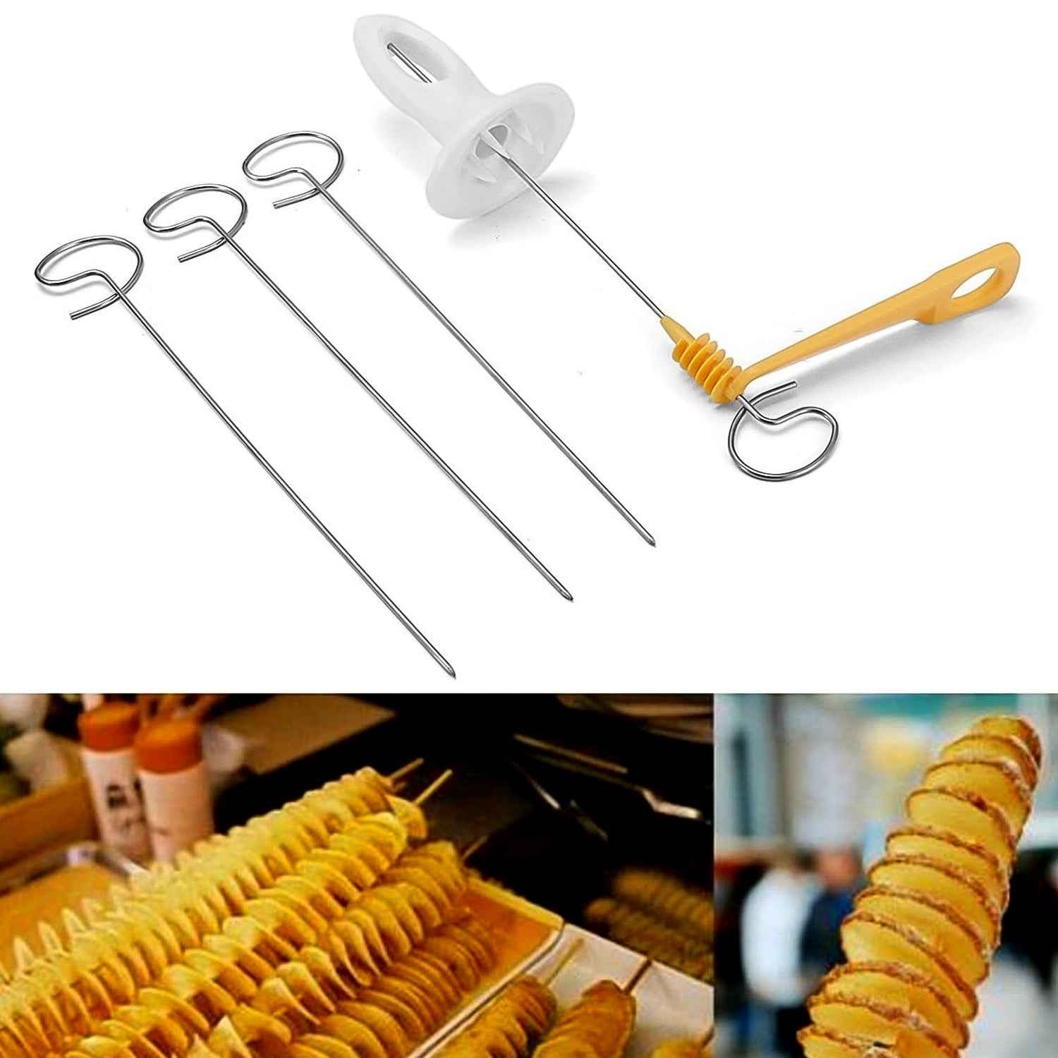 Potato Spiral Cutter with 4 spits for making tornado chips.