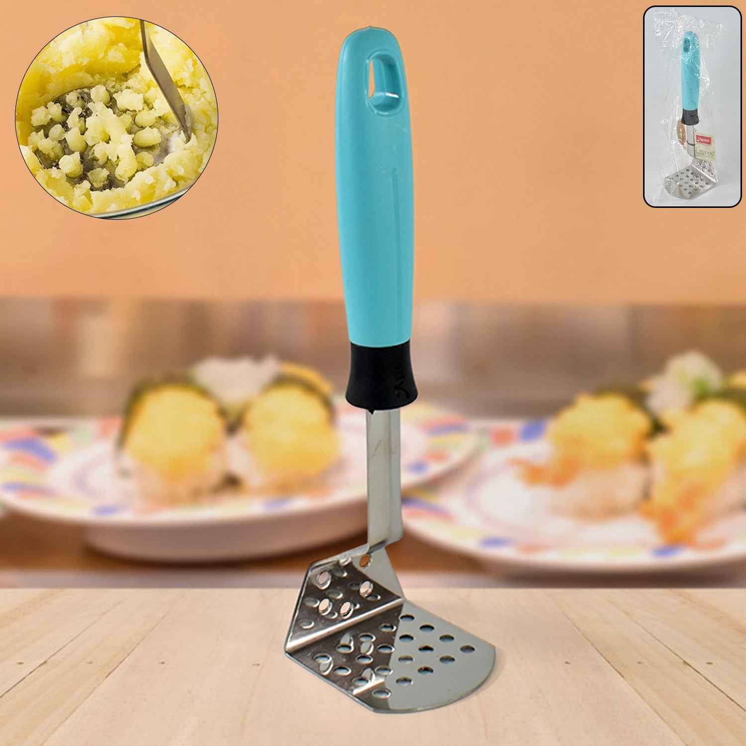 Stainless Steel Potato Masher – Ergonomic Heavy-Duty L-Handle