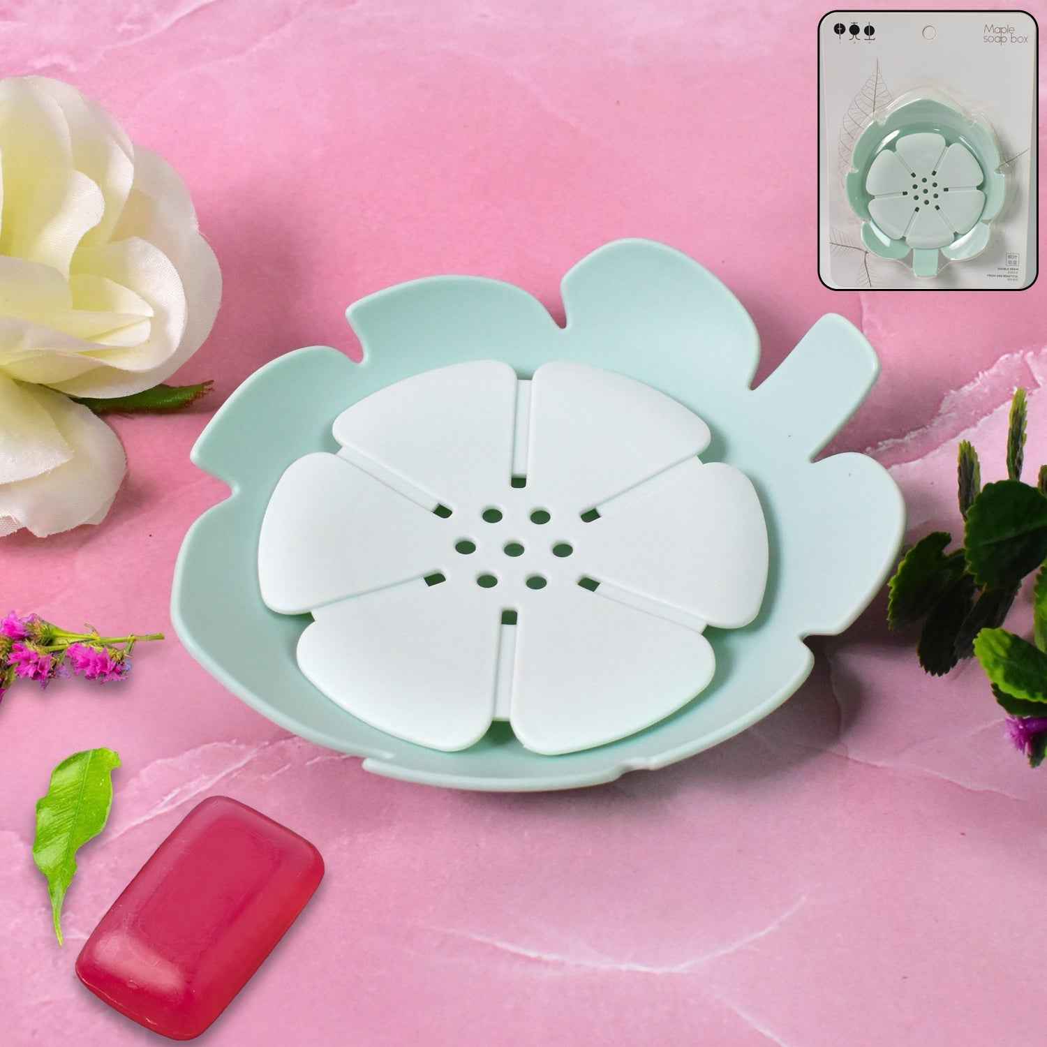 Plastic Soap Dish – Self-Draining Floral Design | VelvetBubbles