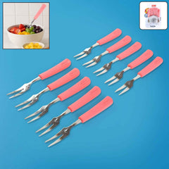 Stainless Steel Fruit Fork Set – 10 Durable Mini Forks with Soft Grip