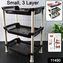 3-Tier Plastic Storage Rack – Durable & Space-Saving Organizer