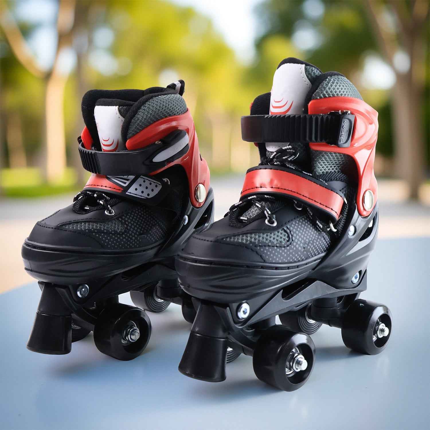 Adjustable Quad Roller Skates – Medium Size with Safety Features for Kids