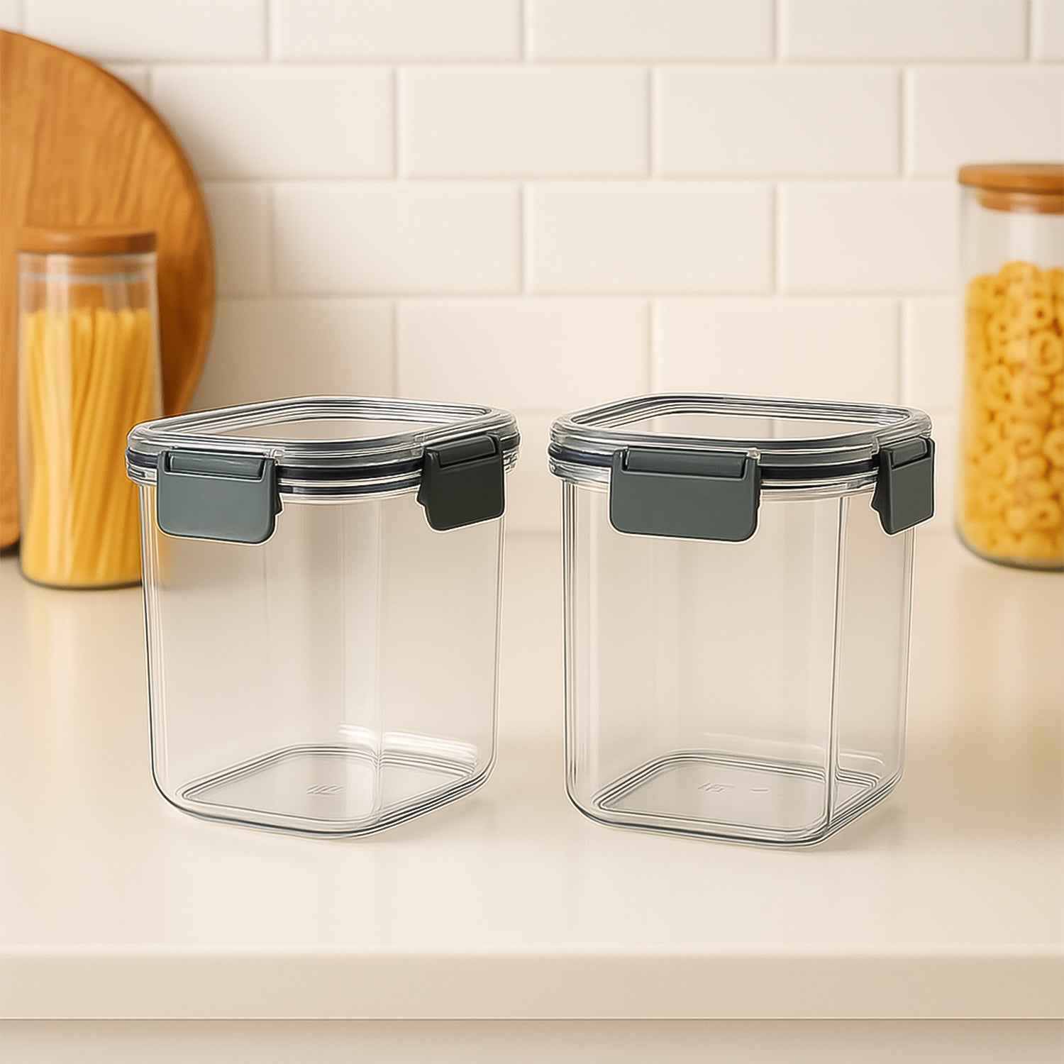 Airtight Food Storage Containers – 2x 900ml Press N’ Lock Set