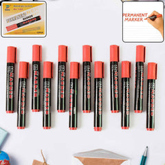 Permanent Red Marker Pen Set – Vibrant Waterproof Ink, 12-Pack