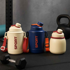 Sports Vacuum Bottle – Leak-Proof with Shoulder Strap