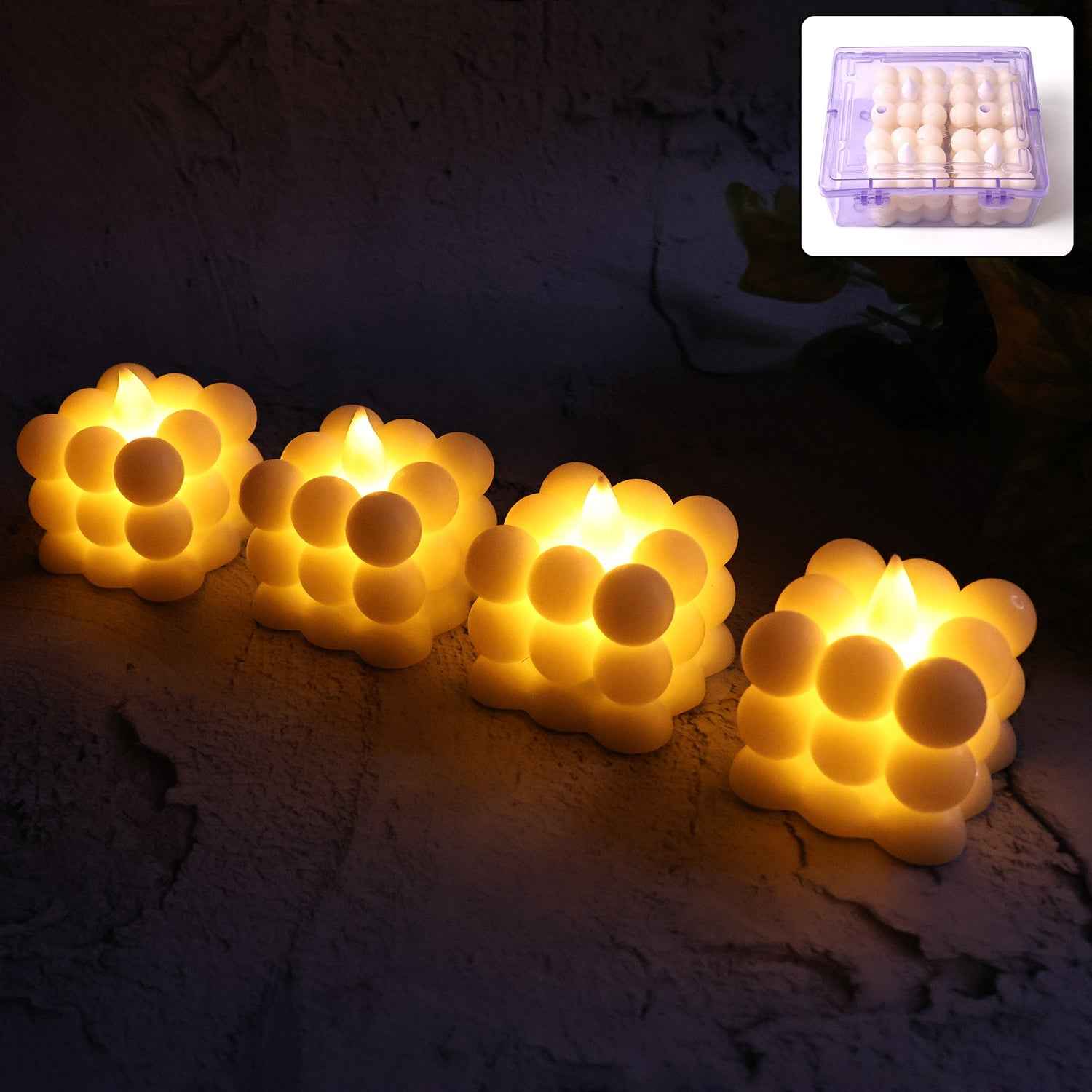 LED Bubble Candles – Set of 4 Flameless Decorative Lights