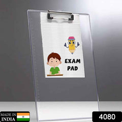 Flexible transparent exam board showcasing its smooth writing surface.