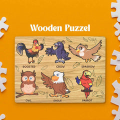 Wooden Bird Puzzle – Educational Board for Kids | Inventive Play