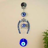 Evil Eye Hanging with Elephant & Horseshoe – Protective Wind Chime