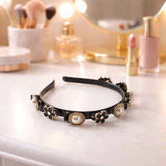 Elegant Pearl & Floral Hairband – Stylish Accessory for Women & Girls