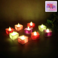LED Flameless Tealight Candles – Vibrant Multicolor Set (9 Pc)