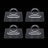 Adhesive plastic wall hook 4-piece set mounted on wall for home organisation