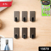 Self Adhesive Wall Hooks – Strong Hold, No Drilling, 6 Pc Set