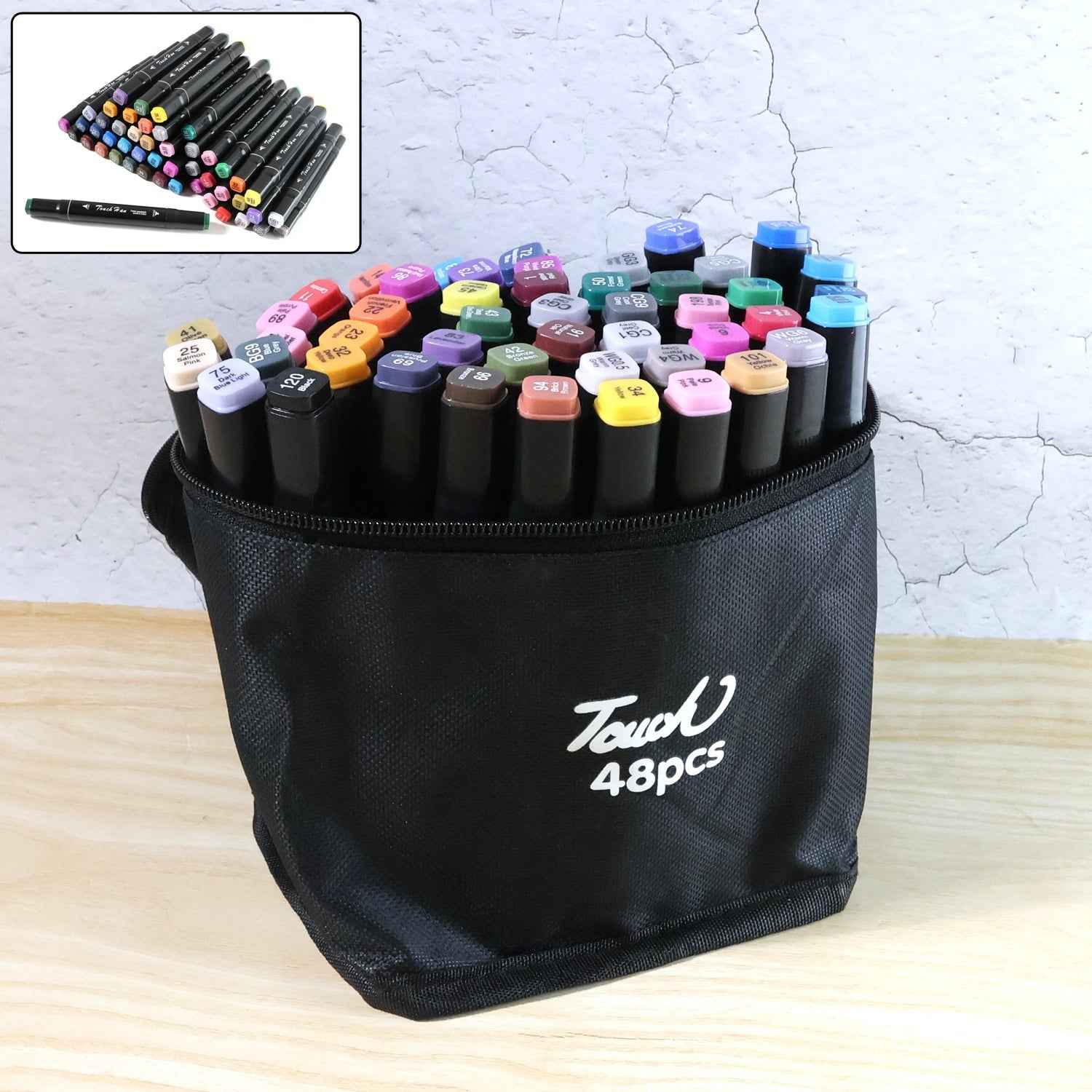 Sketch Markers Set – 48 Vibrant Dual-Tip Colors with Carrying Case
