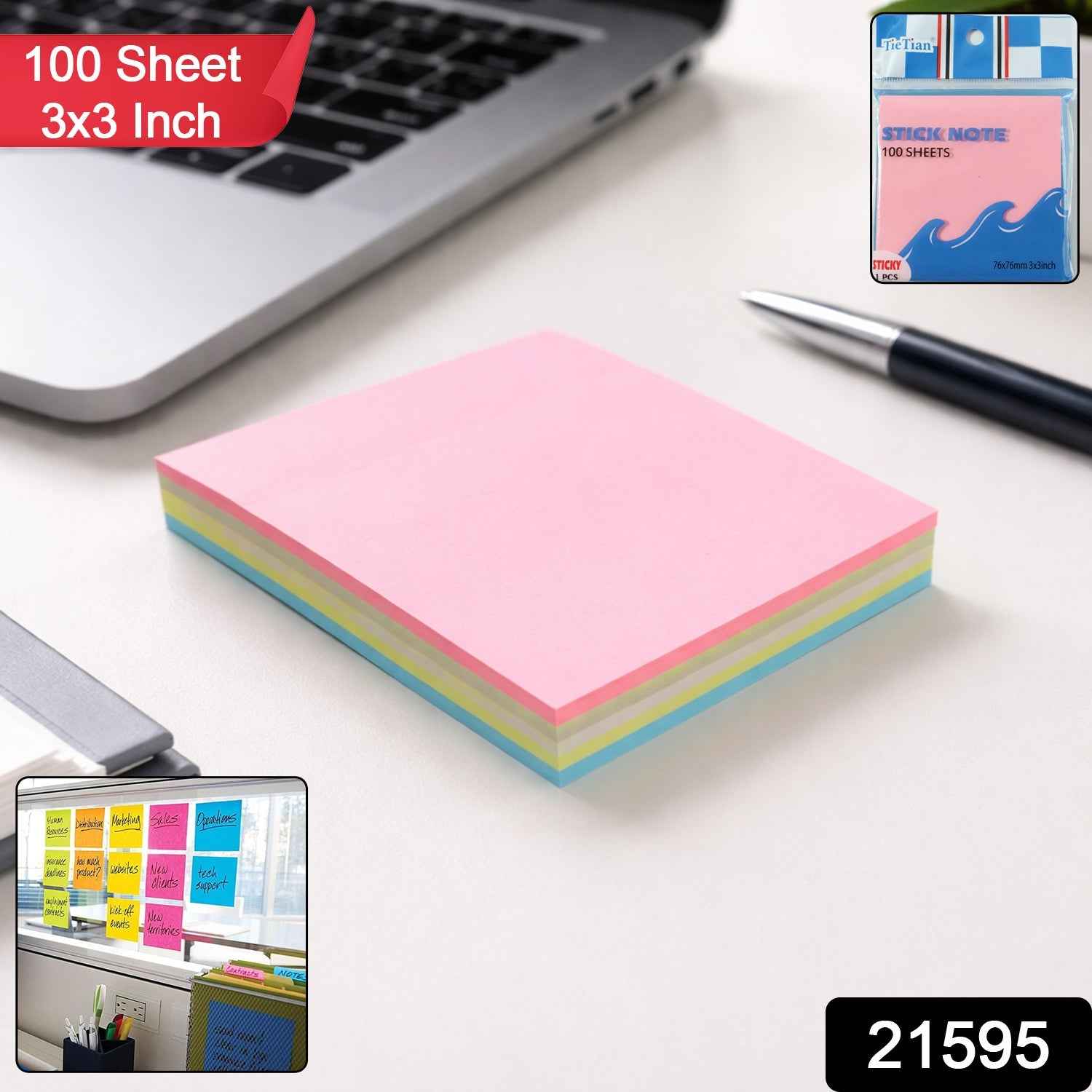 Sticky Notes 100 Sheets 3x3 Inch – Quick Notes & Reminders