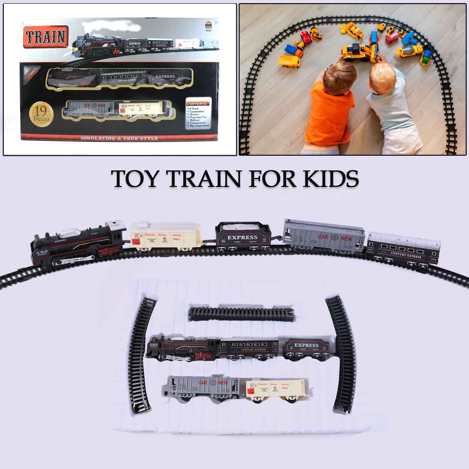 Battery Operated Toy Train Set – 19-Piece Track Playset for Kids