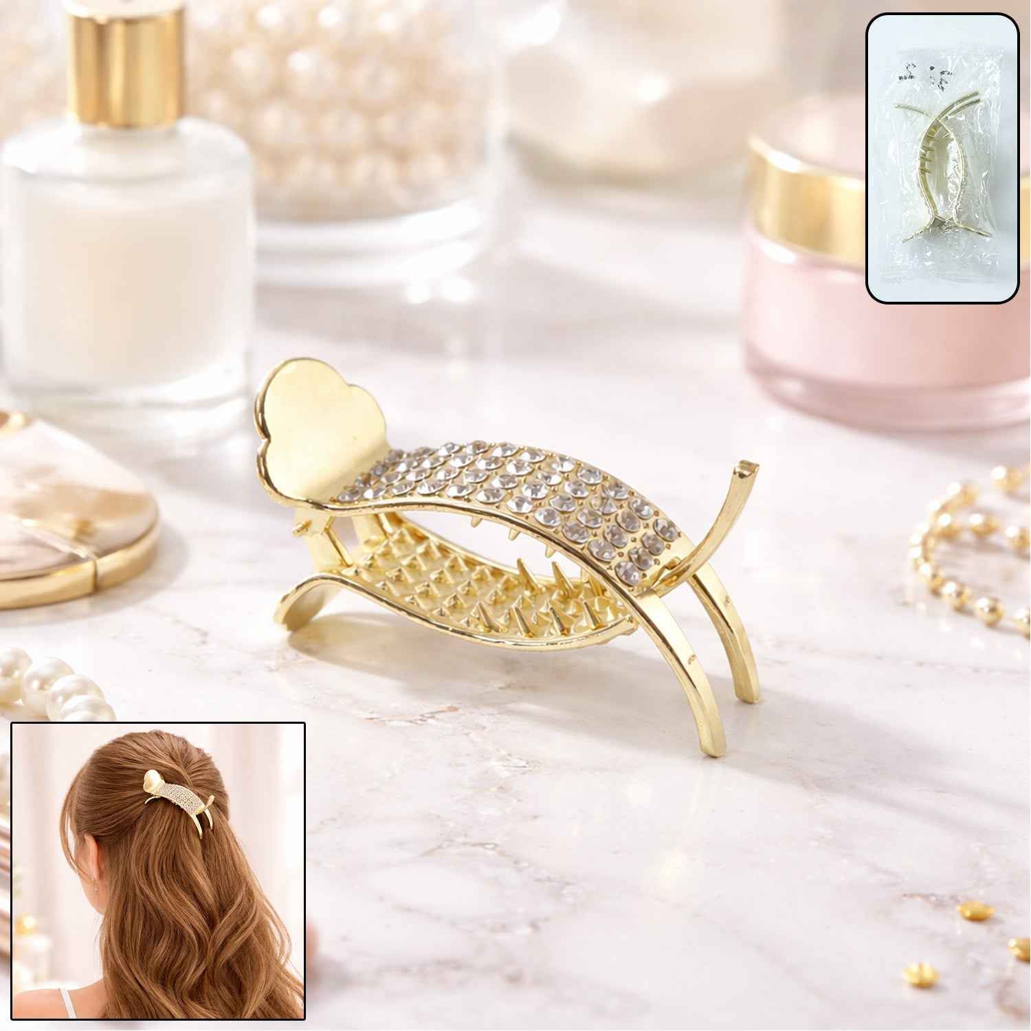 Hair Claw Clip – Strong Grip with Elegant Crystal Design