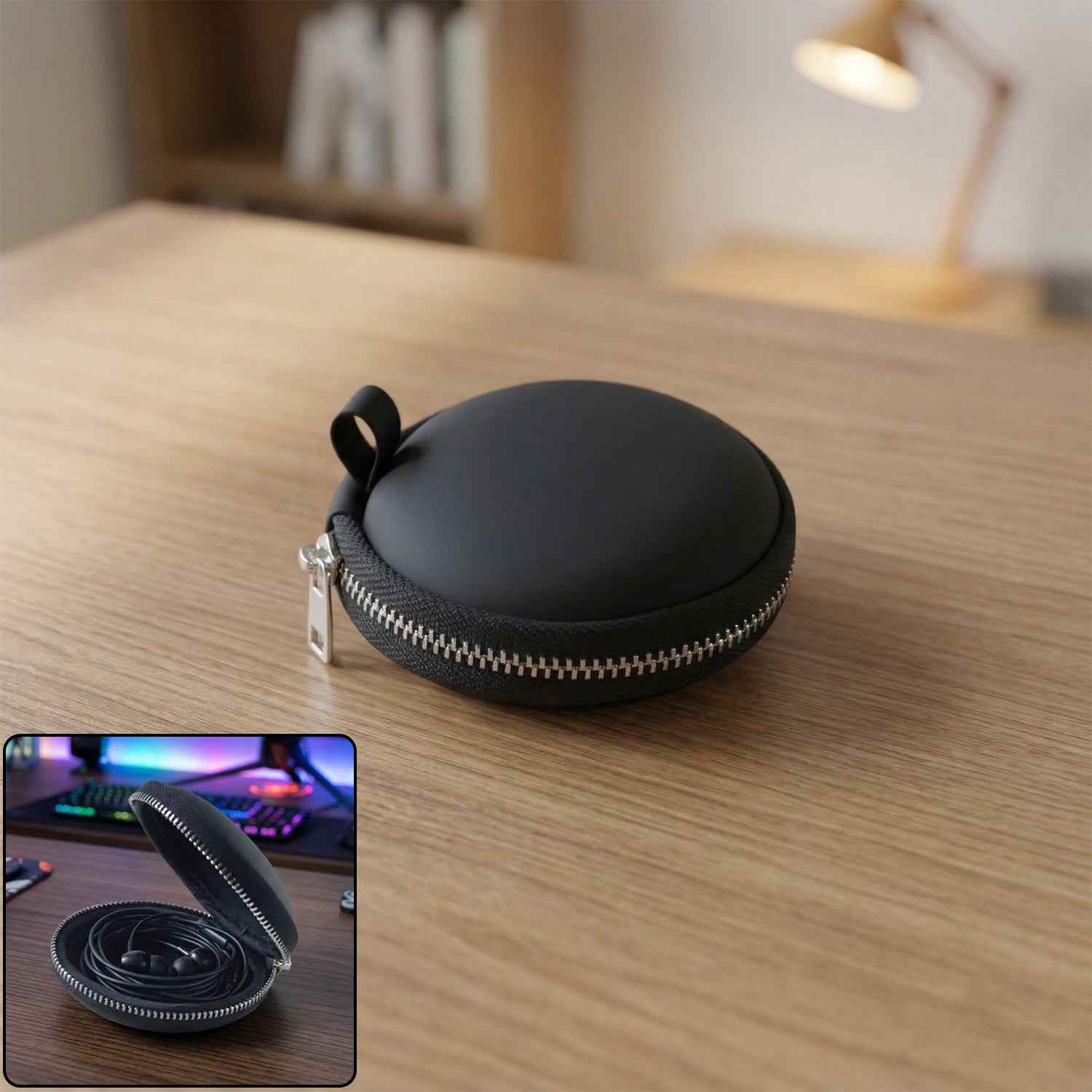 Earphone Carrying Case – Compact Hard Shell with Zipper Closure