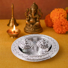 Kumkum Thali Holder – Small Round Puja Plate | Styleva