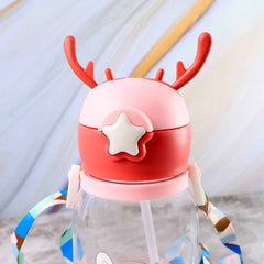 Kids Cartoon Water Bottle – Leakproof 450ml with Straw & Strap