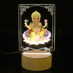 3D Lord Ganesh Frame – Soft White LED Night Light for Home Decor