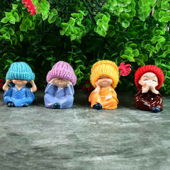 Resin Monk Buddha Showpiece Set of 4 – Spiritual Home Decor