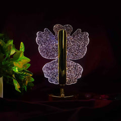 Luxury Crystal Table Lamp – Four-Leaf Clover USB Rechargeable