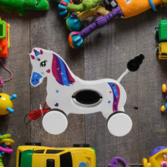 Unicorn Pull Along Toy – Encourages Toddler Walking & Motor Skills
