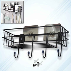 Front view of lightweight 3-in-1 shower shelf rack made of iron