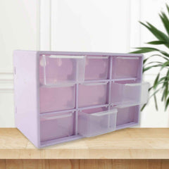 Open view of 9-compartment plastic jewellery drawer organizer