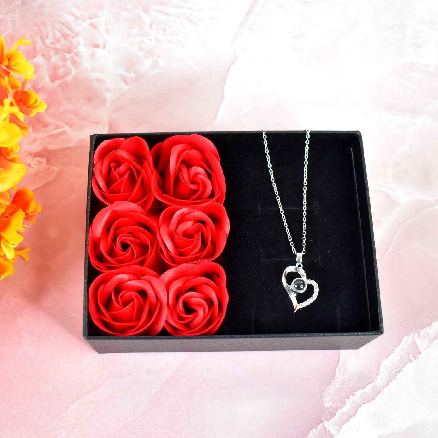 Eternal Rose Gift Box – Handmade with I Love You Necklace