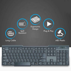 Wired USB Keyboard – Ergonomic 104 Keys for Office & Home | Indo Glow