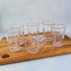 Chai Pyali Glass Set – 6 Pcs Transparent Unbreakable 130ml