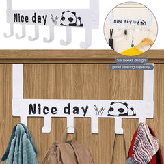 Carbon Steel Over Door Hook Rack – Heavy-Duty 6-Hook, White