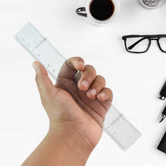 Edge view of 20 cm transparent plastic ruler made of flexible plastic