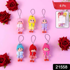 Mini Doll Hanging Keychain Set – 6 Cute Colorful Charms