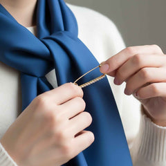 Golden Safety Pin Brooch Set – Elegant Stone-Embedded Design