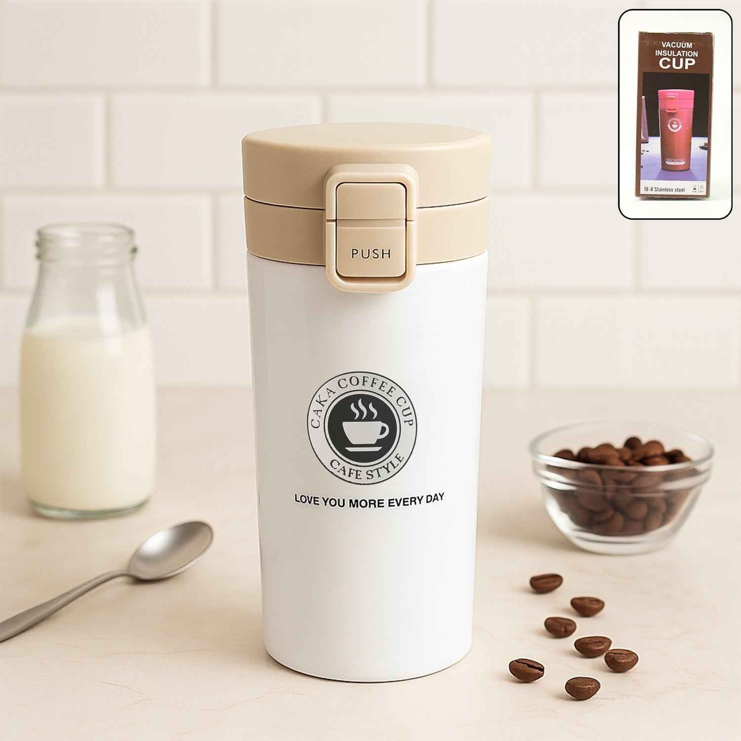 Vacuum Insulated Coffee Flask – 400ML Stainless Steel Travel Mug